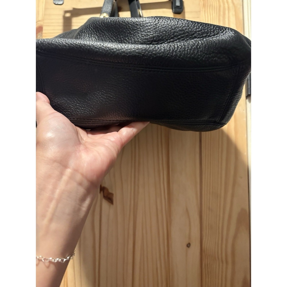 Michael Kors Black Pebbled Leather Fulton Hobo Bag Gold Chain Shoulder Purse - Picture 5 of 8